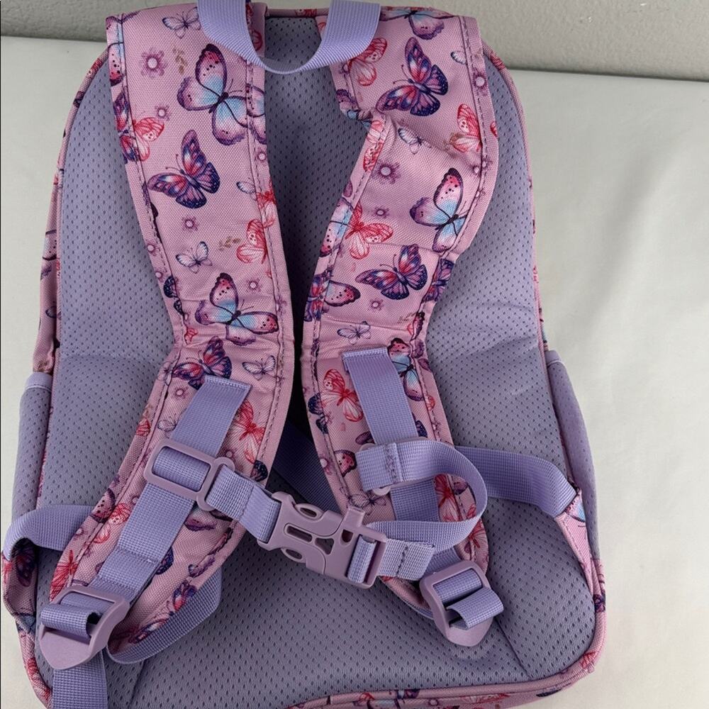 NWOT Purple & Pink Butterfly Print Kids 3-8 years old Backpack - Picture 9 of 13